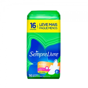 Absorvente Adapt Suave com Abas Sempre Livre 16 unidades