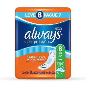 Absorvente Super proteção seca sem abas Always 8 unidades