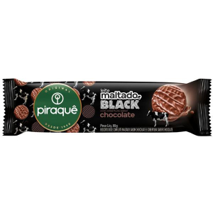 BISC LEITE MALTADO BLACK CHOC 80G PIRAQUE